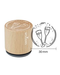 Stemple WOODIES Ślub - Drewniane, Okrągłe, Średnica 3 cm, Kieliszki - (3 szt.)