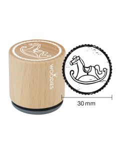Stemple WOODIES Dla Dzieci - Drewniane, Okrągłe, Średnica 3 cm, Koń Na Biegunach - (3 szt.)
